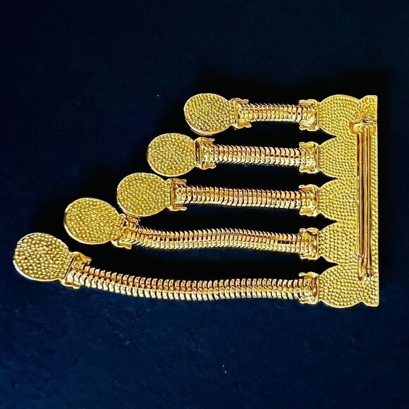 Vintage Huge Dangle Brooch Black Rusty Red Cabochon Stones Gold Tone OOAK 4241 - Picture 7 of 12